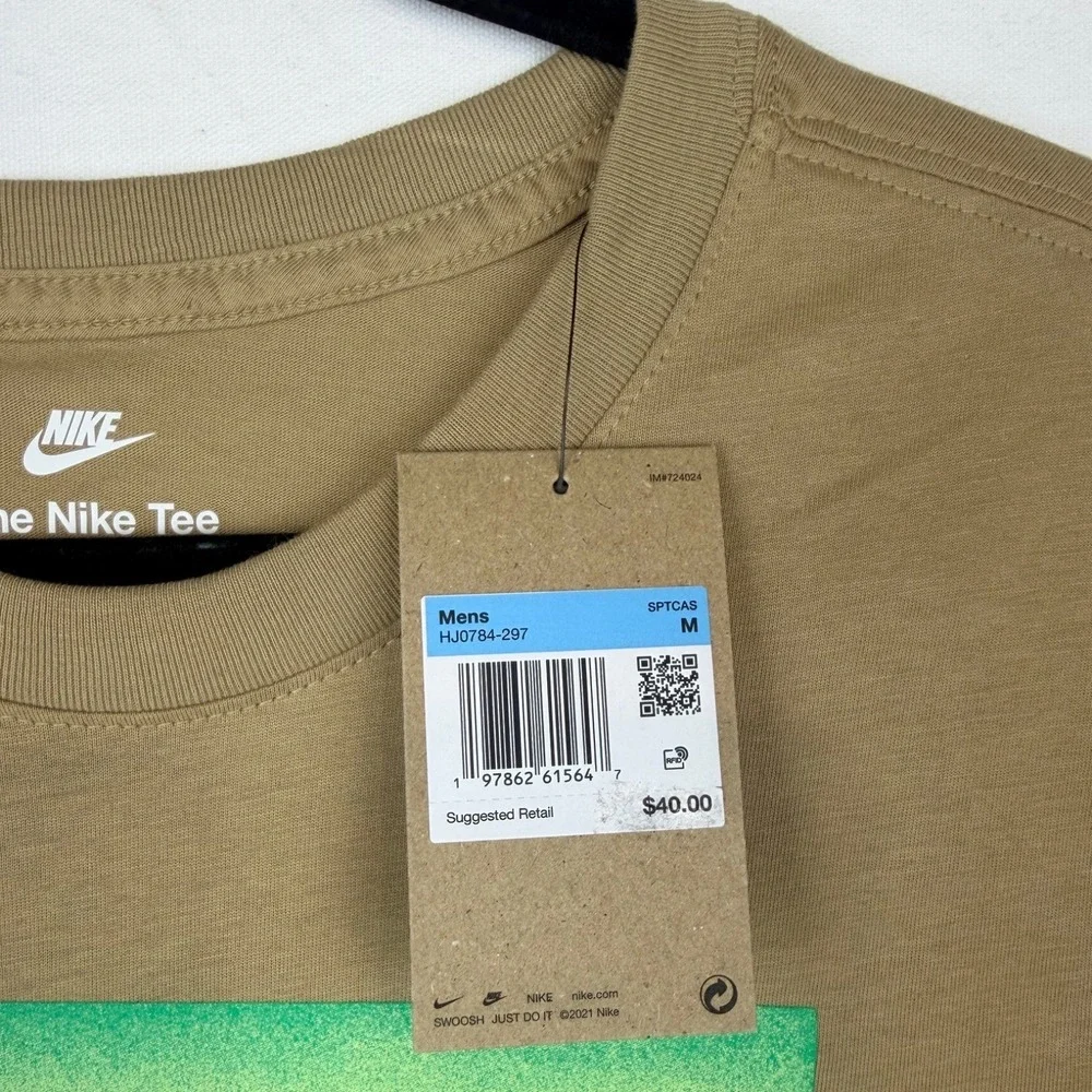 Nike Mens Just Do It Graphic T-Shirt Khaki Brown HJ0784-297 Medium NWT